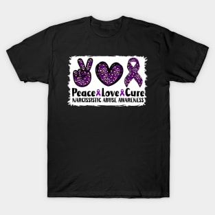 Peace Love Cure Narcissistic Abuse Awareness T-Shirt